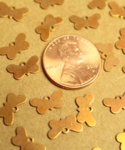 18 pc. Tiny Raw Brass Butterfly Charms: 11mm by 6mm - made in USA | RB-1352
