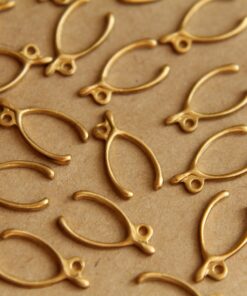 6 pc. Raw Brass Wishbones with Side Loop: 14mm by 7.5mm - made in USA | RB-523