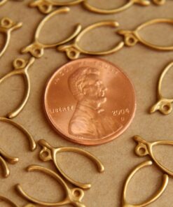 6 pc. Raw Brass Wishbones with Side Loop: 14mm by 7.5mm - made in USA | RB-523