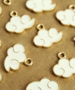 10 pc. White and Gold Enameled Cloud Charms, 15mm x 19mm | MIS-164*