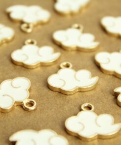10 pc. White and Gold Enameled Cloud Charms, 15mm x 19mm | MIS-164*