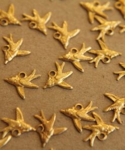 10 pc. Tiny Raw Brass Swooping Bird with Loop, 10mm by 10mm - made in USA | RB-240