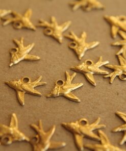 10 pc. Tiny Raw Brass Swooping Bird with Loop, 10mm by 10mm - made in USA | RB-240