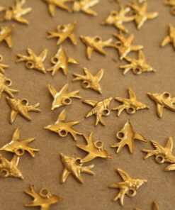 10 pc. Tiny Raw Brass Swooping Bird with Loop, 10mm by 10mm - made in USA | RB-240