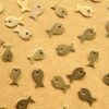 20 pc. Tiny Antique Brass Plated Flat Fish Stampings : 8mm by 5mm - made in USA | AB-194