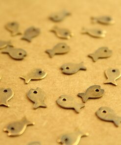 20 pc. Tiny Antique Brass Plated Flat Fish Stampings : 8mm by 5mm - made in USA | AB-194