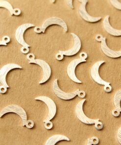 12 pc. Silver Plated Brass Tiny Brushed Moon Charms, 11.5mm x 5.5mm | MIS-450