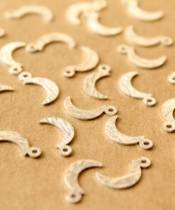 12 pc. Silver Plated Brass Tiny Brushed Moon Charms, 11.5mm x 5.5mm | MIS-450