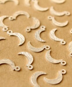 12 pc. Silver Plated Brass Tiny Brushed Moon Charms, 11.5mm x 5.5mm | MIS-450
