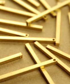 10 pc. Raw Brass 3D Bar Charms: 40mm by 2.5mm | MIS-030*