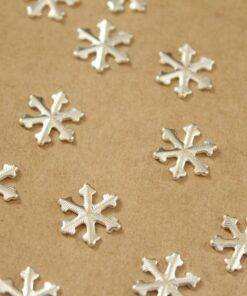 12 pc. Tiny Silver Plated Brass Snowflake Stampings: 11mm in diameter - made in USA | SI-150