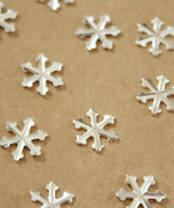 12 pc. Tiny Silver Plated Brass Snowflake Stampings: 11mm in diameter - made in USA | SI-150
