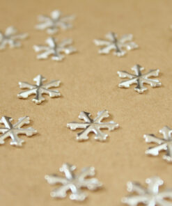 12 pc. Tiny Silver Plated Brass Snowflake Stampings: 11mm in diameter - made in USA | SI-150
