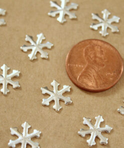 12 pc. Tiny Silver Plated Brass Snowflake Stampings: 11mm in diameter - made in USA | SI-150