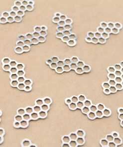 4 pc. Stainless Steel Honeycomb Charms, Laser Cut Pendants, 26mm x 12mm | MIS-253**