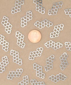 4 pc. Stainless Steel Honeycomb Charms, Laser Cut Pendants, 26mm x 12mm | MIS-253**