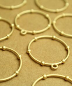 6 pc. Matte Gold Circle Charms, 28mm by 26mm | MIS-312