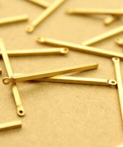 12 pc. Raw Brass Narrow Bar Charms with One Hole: 30mm by 1.5mm | MIS-176*