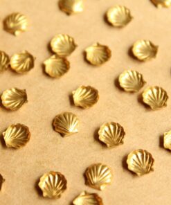 26 pc. Tiny Raw Brass Seashells: 6mm by 6mm - made in USA | RB-826