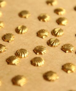 26 pc. Tiny Raw Brass Seashells: 6mm by 6mm - made in USA | RB-826