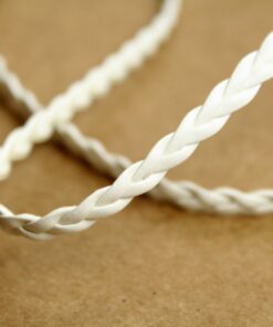 10 ft. White Faux Leather Braided Cord, 5mm by 2mm, flat vegan leather, jewelry supplies, bracelet making, woven braid | CH-009-10ft