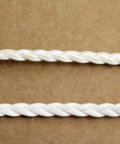 10 ft. White Faux Leather Braided Cord, 5mm by 2mm, flat vegan leather, jewelry supplies, bracelet making, woven braid | CH-009-10ft