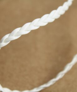 10 ft. White Faux Leather Braided Cord, 5mm by 2mm, flat vegan leather, jewelry supplies, bracelet making, woven braid | CH-009-10ft