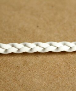 10 ft. White Faux Leather Braided Cord, 5mm by 2mm, flat vegan leather, jewelry supplies, bracelet making, woven braid | CH-009-10ft