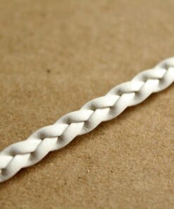 10 ft. White Faux Leather Braided Cord, 5mm by 2mm, flat vegan leather, jewelry supplies, bracelet making, woven braid | CH-009-10ft