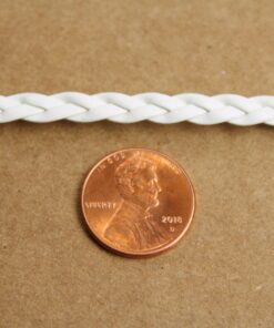 10 ft. White Faux Leather Braided Cord, 5mm by 2mm, flat vegan leather, jewelry supplies, bracelet making, woven braid | CH-009-10ft