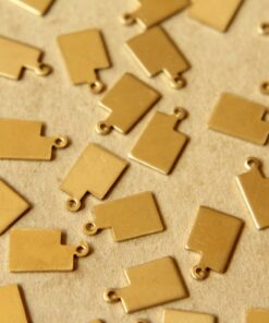 8 pc. Raw Brass Utah State Charms / Blanks: 8mm by 13mm - made in USA | RB-969