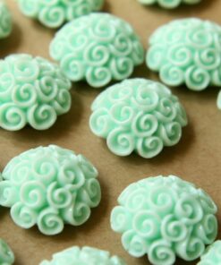 CLOSEOUT - 10 pc. Mint Green Twirl Bouquet Cabochon 24mm | RES-492