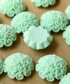 CLOSEOUT - 10 pc. Mint Green Twirl Bouquet Cabochon 24mm | RES-492