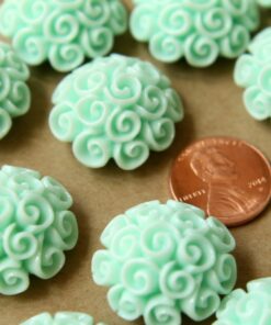 CLOSEOUT - 10 pc. Mint Green Twirl Bouquet Cabochon 24mm | RES-492