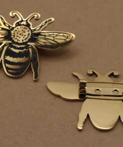 1 pc. Gold Bee Brooch, Stainless Steel Pin, 51mm x 37.5 | TMP-036