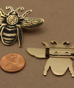 1 pc. Gold Bee Brooch, Stainless Steel Pin, 51mm x 37.5 | TMP-036