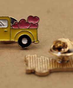 1 pc. Yellow Truck with Trunk Full of Hearts Enamel Pin, 27.5mm x 13.5mm | TMP-004*