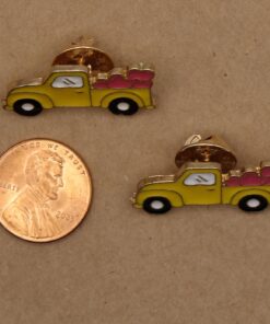 1 pc. Yellow Truck with Trunk Full of Hearts Enamel Pin, 27.5mm x 13.5mm | TMP-004*