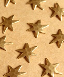 12 pc. Small Raw Brass Hammered Star Burst Stampings: 16mm by 13mm - made in USA | RB-1121