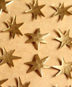12 pc. Small Raw Brass Hammered Star Burst Stampings: 16mm by 13mm - made in USA | RB-1121