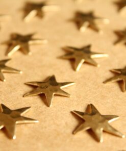 12 pc. Small Raw Brass Hammered Star Burst Stampings: 16mm by 13mm - made in USA | RB-1121