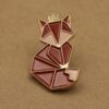1 pc. Origami Fox with Crown Enamel Pin, 31.5mm x 19mm | TMP-015*