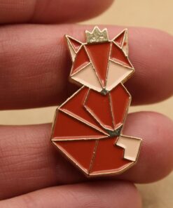 1 pc. Origami Fox with Crown Enamel Pin, 31.5mm x 19mm | TMP-015*