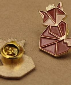 1 pc. Origami Fox with Crown Enamel Pin, 31.5mm x 19mm | TMP-015*