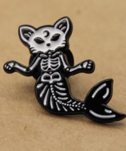 1 pc. Skeleton Cat Mermaid Enamel Pin, 27mm x 27mm | TMP-017*