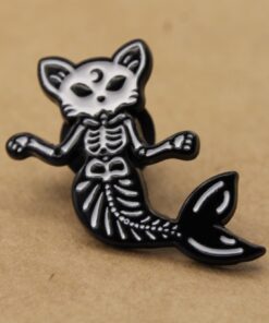 1 pc. Skeleton Cat Mermaid Enamel Pin, 27mm x 27mm | TMP-017*