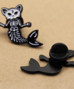 1 pc. Skeleton Cat Mermaid Enamel Pin, 27mm x 27mm | TMP-017*