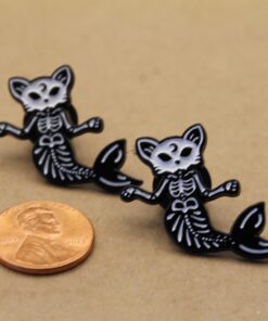1 pc. Skeleton Cat Mermaid Enamel Pin, 27mm x 27mm | TMP-017*
