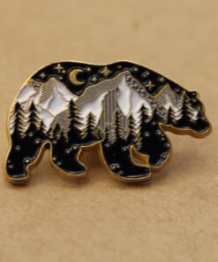 Bear with Night Mountain Range Enamel Pin | TMP-021*