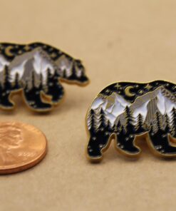 Bear with Night Mountain Range Enamel Pin | TMP-021*